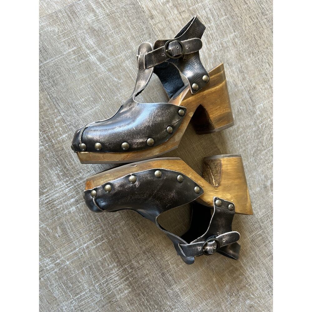 Matisse Colby Studded Wood Platform Clogs Womens 7 Brown Leather Boho NWOT - Picture 10 of 14